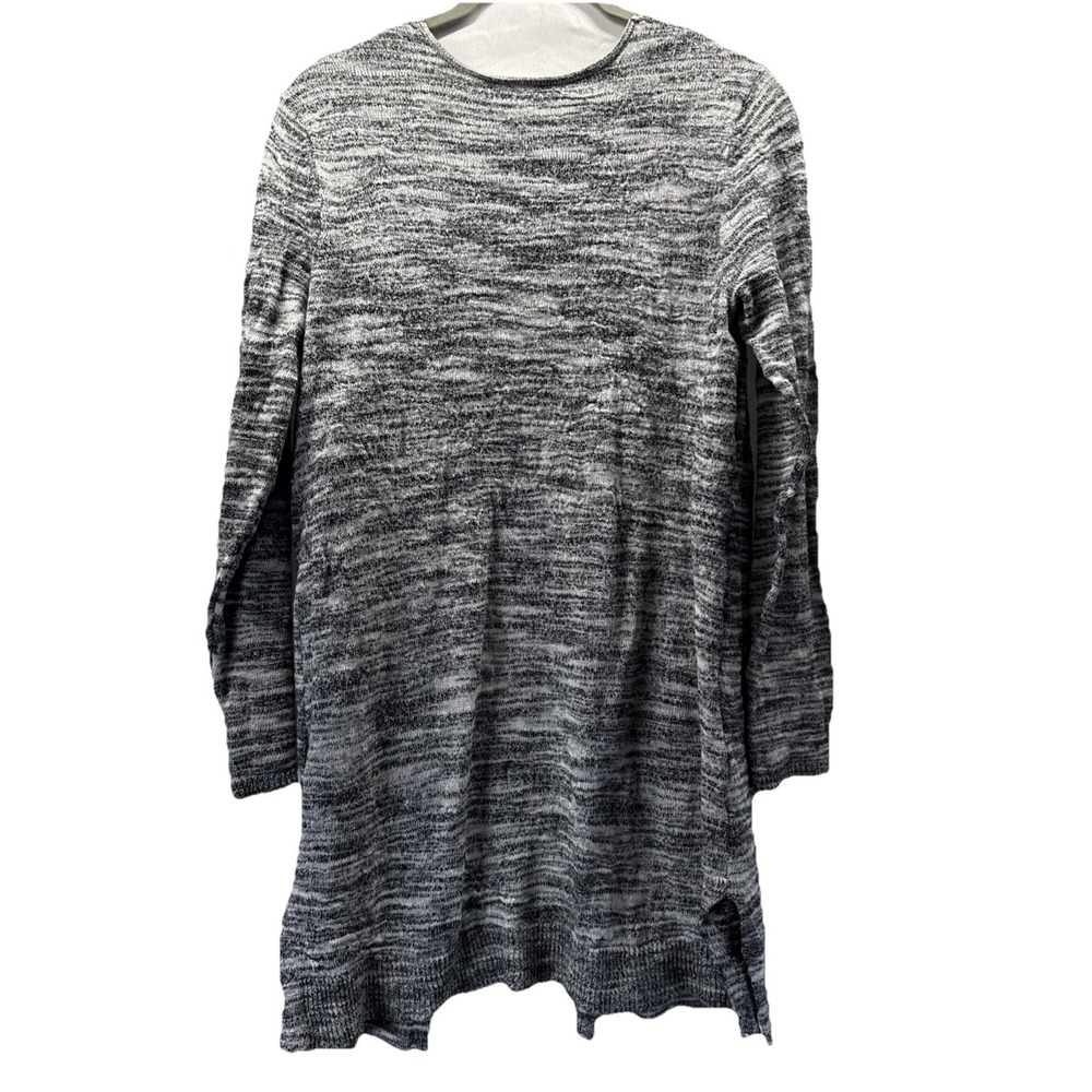 Chicos Womens Tunic Cardigan Sweater Sz Large Wool Blend Black White Long Sleeve - Picture 5 of 7